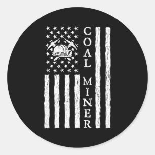 Sticker Rond American Coal Miner Usa Drapeau Mineur pour