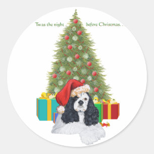 Sticker Rond American Cocker Spaniel Noël