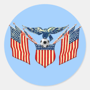 Sticker Rond American Eagle Vintage US Soccer emblème