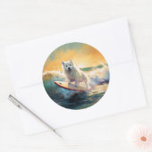 Sticker Rond American Eskimo Beach Surf Peinture (Enveloppe)