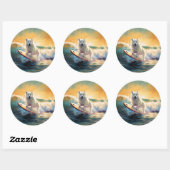 Sticker Rond American Eskimo Beach Surf Peinture (Feuille)