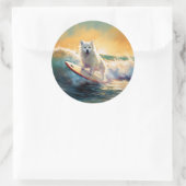 Sticker Rond American Eskimo Beach Surf Peinture (Sac)