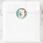 Sticker Rond American Eskimo Samoyé mignon Chien Chien Chien Ch (Sac)