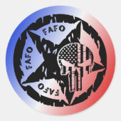 Sticker Rond American FAFO Punisher Skin & Star (Devant)