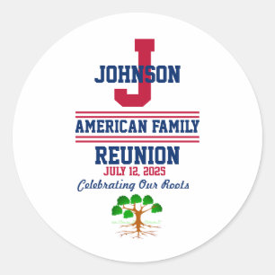 Sticker Rond American Family Reunion Rouge Bleu blanc