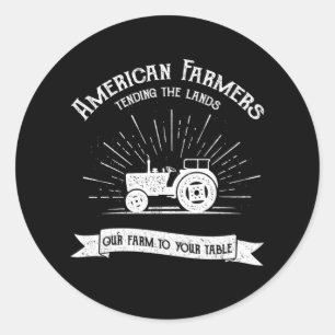 Sticker Rond American Farmers Tractor Farm Farming Ranch Cadeau