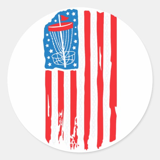 Sticker Rond American Flag Disk Golf ByskChain 4 juillet M (Devant)