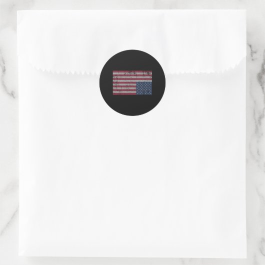 Sticker Rond American Flag Distress Upside Down United States U (Sac)