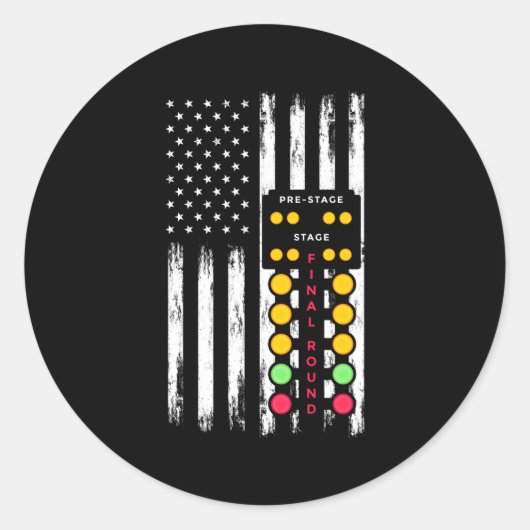 Sticker Rond American Flag Drag Strip Auto Tree Light Racecar (Devant)