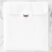 Sticker Rond American Flag Dragonfly Patriotic 4th of July Red (Sac)