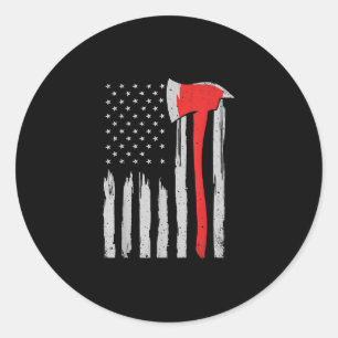 Sticker Rond American Flag Firefighter Red Firefighter
