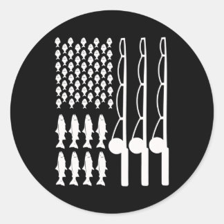 Sticker Rond American flag fishing design for men women