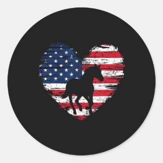 Sticker Rond American Flag Heart 4 juillet Usa Patriotic Prid
