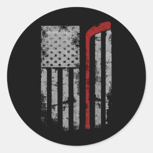 Sticker Rond American Flag Hockey Team Cadeau Hockey Papa Maman