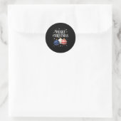 Sticker Rond American Flag Merry Christmas Tree Baubles Us Patr (Sac)