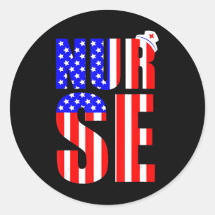 Sticker Rond American Flag Nurse 4 juillet RN LPN Nurse