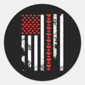 Sticker Rond American Flag Patriotic Valentines Day Clic He  (Devant)