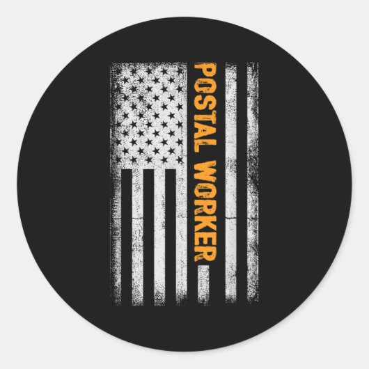 Sticker Rond American Flag Postal Worker Drôle Devis graphique (Devant)