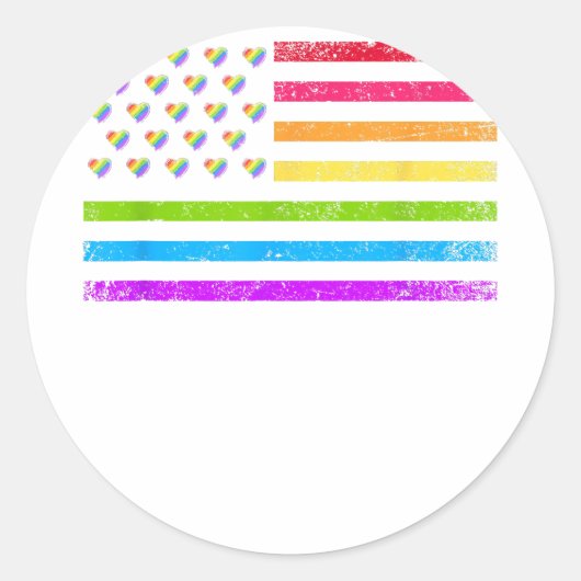 Sticker Rond American Flag Rainbow Lesbienne Gay pride (Devant)