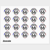 Sticker Rond American Flag Route 66 Shield Stars & Stripes (Feuille)