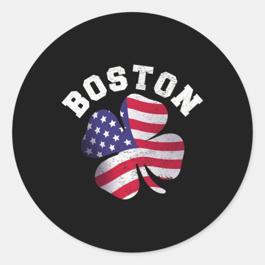 Sticker Rond American Flag St. Patricks Day Clic Boston Nom St. (Devant)