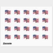 Sticker Rond American Flag Waving and Rugged Cross (Feuille)