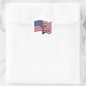 Sticker Rond American Flag Waving and Rugged Cross (Sac)
