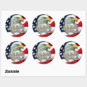 Sticker Rond American Flag with Eagle, God Bless America! (Feuille)