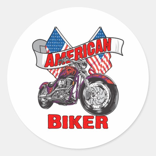 Sticker Rond American Flags Biker (Devant)