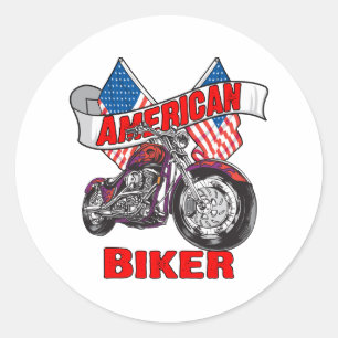 Sticker Rond American Flags Biker