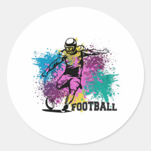Sticker Rond American Football Grungy Couleurs Splashes