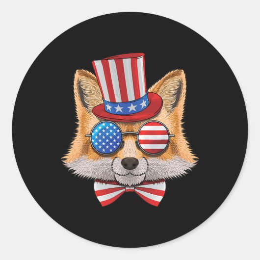 Sticker Rond American Fox USA Uncle Sam Casquette 289 (Devant)