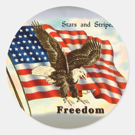 Sticker Rond American Freedom Eagle 4 juillet 1776 (Devant)