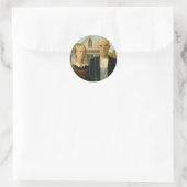 Sticker Rond American Gothic, 1930 par Grant Wood (Sac)