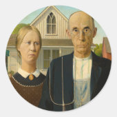 Sticker Rond American Gothic, 1930 par Grant Wood (Devant)