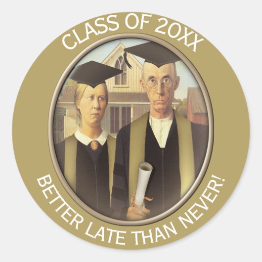 Sticker Rond American Gothic Adult Graduation (Devant)