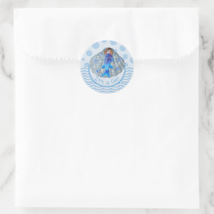 Sticker Rond American Mermaid Shell C'est une fille