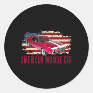 Sticker Rond American Muscle Car Ns