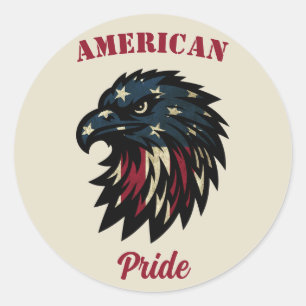 Sticker Rond American Pride, Aigle bleu rouge patriotique