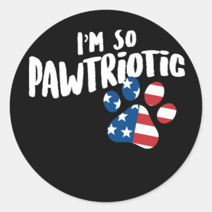 Sticker Rond American Puppy Paw Je suis tellement pawtriotique
