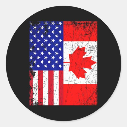 Sticker Rond American Shirt États-Unis Canada Drapeau 4 juillet (Devant)