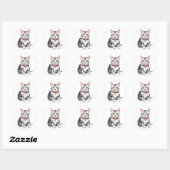 Sticker Rond American Shorthair heureux (Feuille)