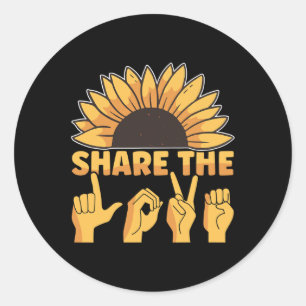 Sticker Rond American Sign Language Partagez La Sensibilisation