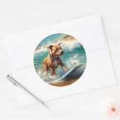 Sticker Rond American Staffordshire Beach Surf Peinture (Enveloppe)