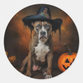 Sticker Rond American Staffordshire Citrouille Halloween effray (Devant)