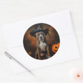 Sticker Rond American Staffordshire Citrouille Halloween effray (Enveloppe)