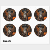 Sticker Rond American Staffordshire Citrouille Halloween effray (Feuille)