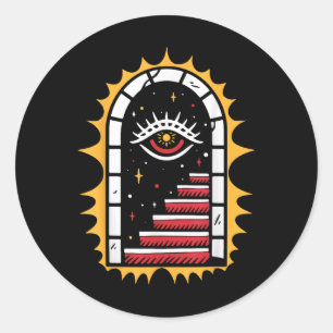 Sticker Rond American traditionnel Old School Tattoo Flash Encr