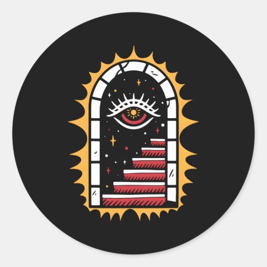 Sticker Rond American traditionnel Old School Tattoo Flash Encr (Devant)