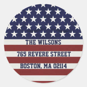 Sticker Rond American USA Flag Patriotic July 4th Custom